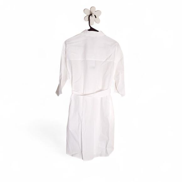 NWT ARMANI EXCHANGE A|X White Quiet Luxury Collared Button Up Shirt Dress Sz 2 - Picture 11 of 16